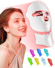 FOLOKE LED light therapy mask Sakura Pink front view showing full facial coverage.