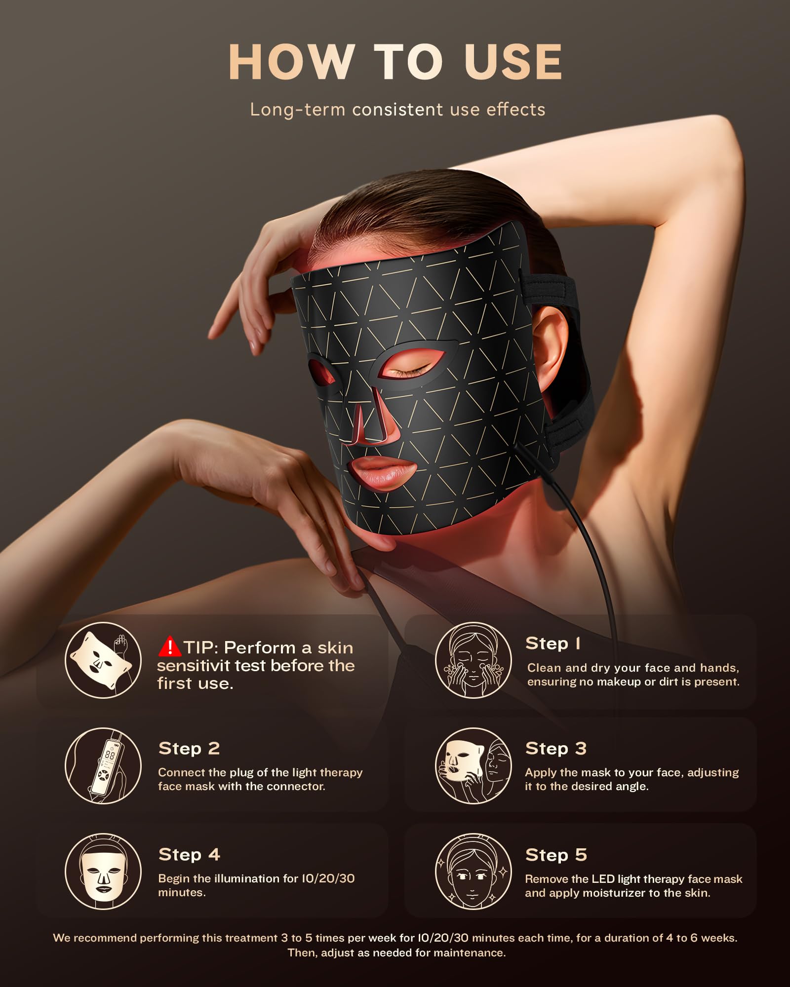 FOLOKE LED Light Therapy Mask soft silicone texture for comfortable wear.