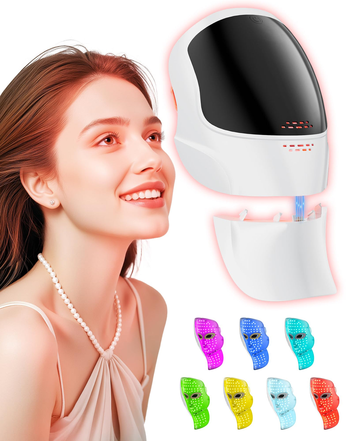 FOLOKE Red Light Therapy Mask for Face shows even coverage for radiant skin