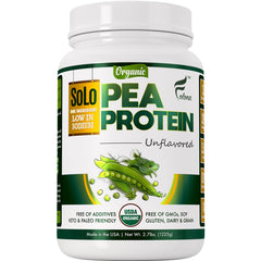 Folona Solo Organic Pea Protein bottle with label, ideal for smoothie routines.