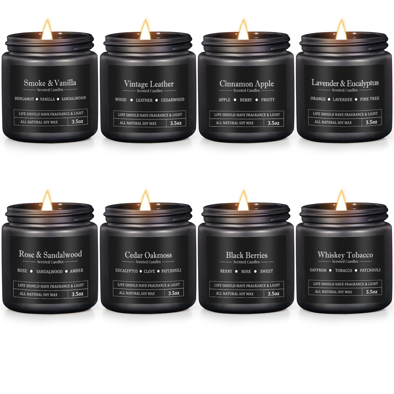 FOMICO 8-pack manly scented candles for bold home fragrance.