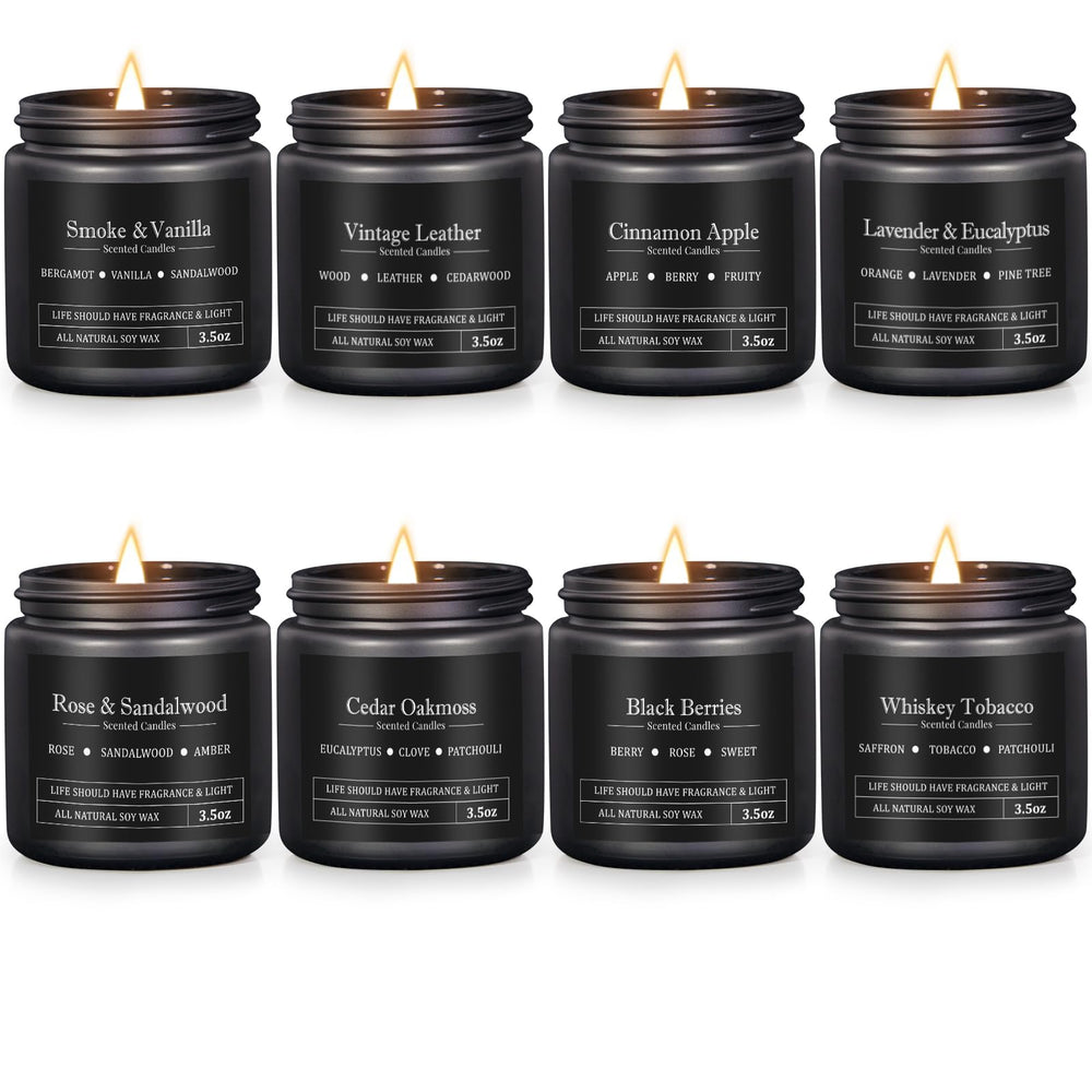 FOMICO 8-pack manly scented candles for bold home fragrance.