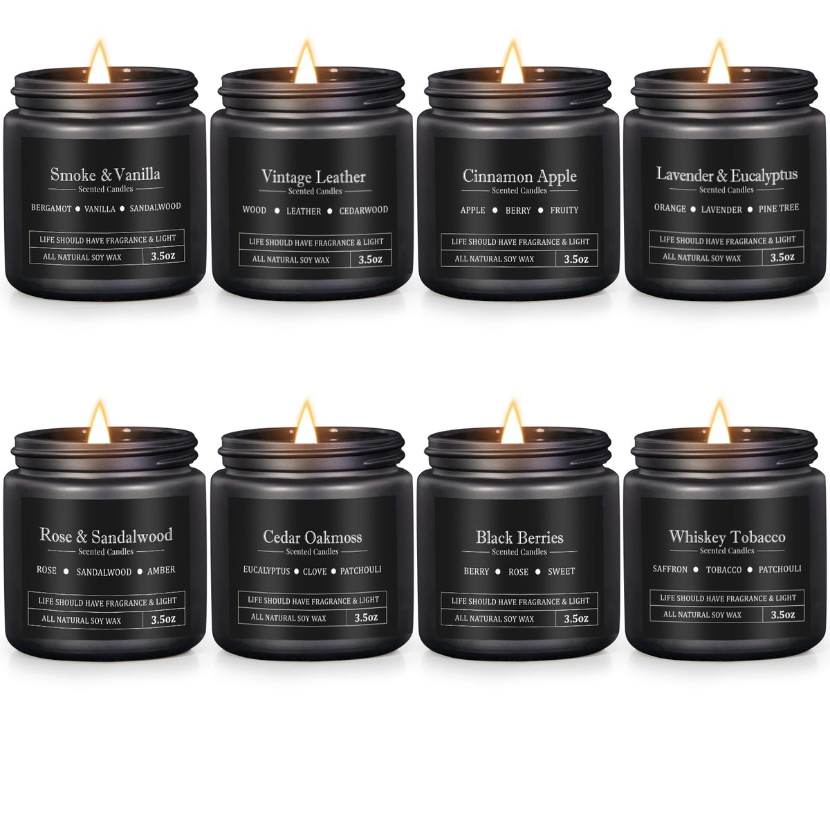 FOMICO 8-pack manly scented candles for bold home fragrance.