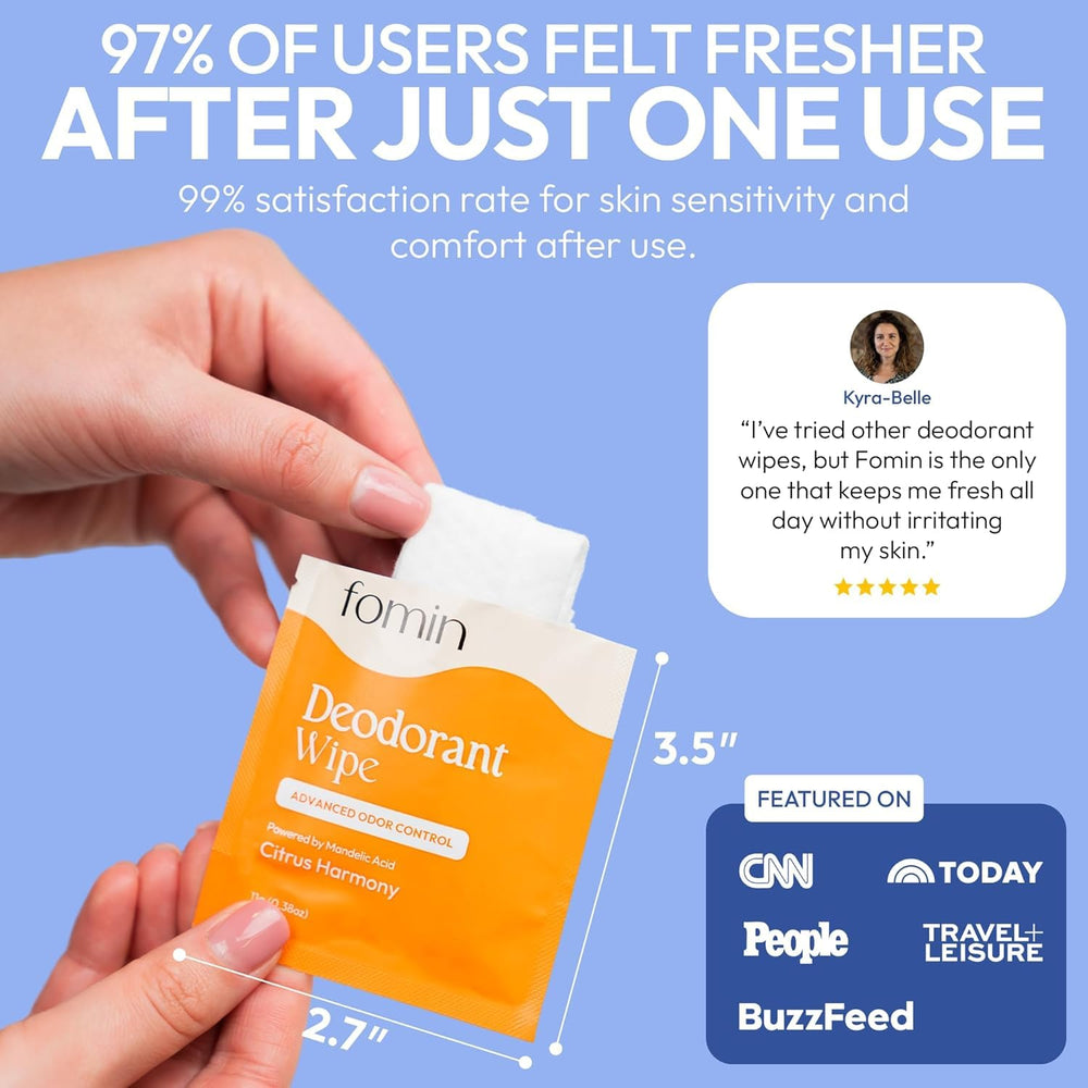 FOMIN pocket-sized sachet enables easy on-the-go underarm refresh during travel.