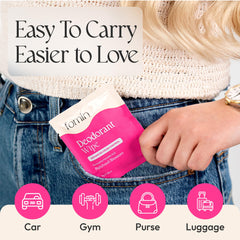 Applying wipe underarm demonstrates easy use for daily odor and sweat control