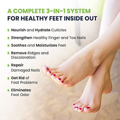 Foot Cure foot soak bottle provides a refreshing cleansing experience for tired feet.