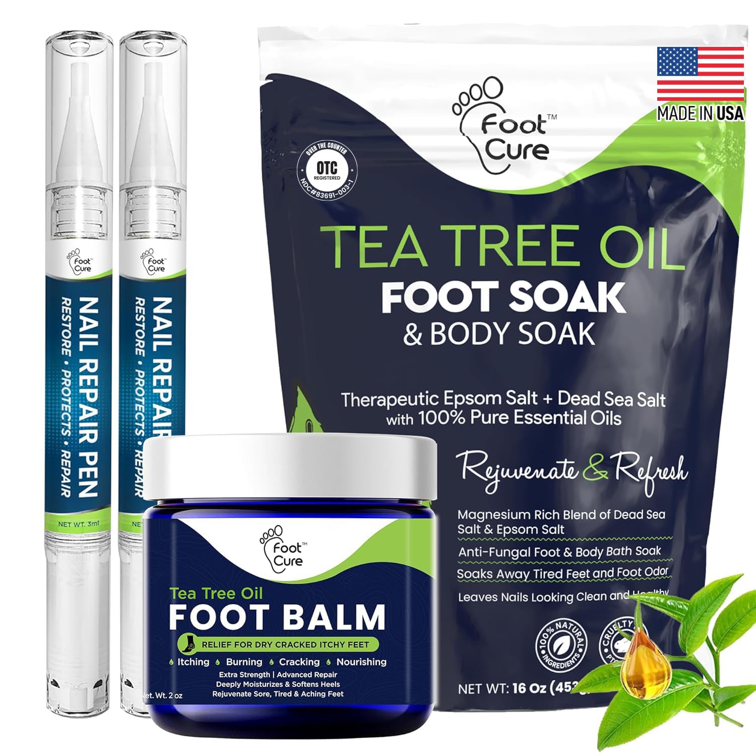 Foot Cure toenail fungus treatment main bottle targets discoloration and brittleness for stronger nails.