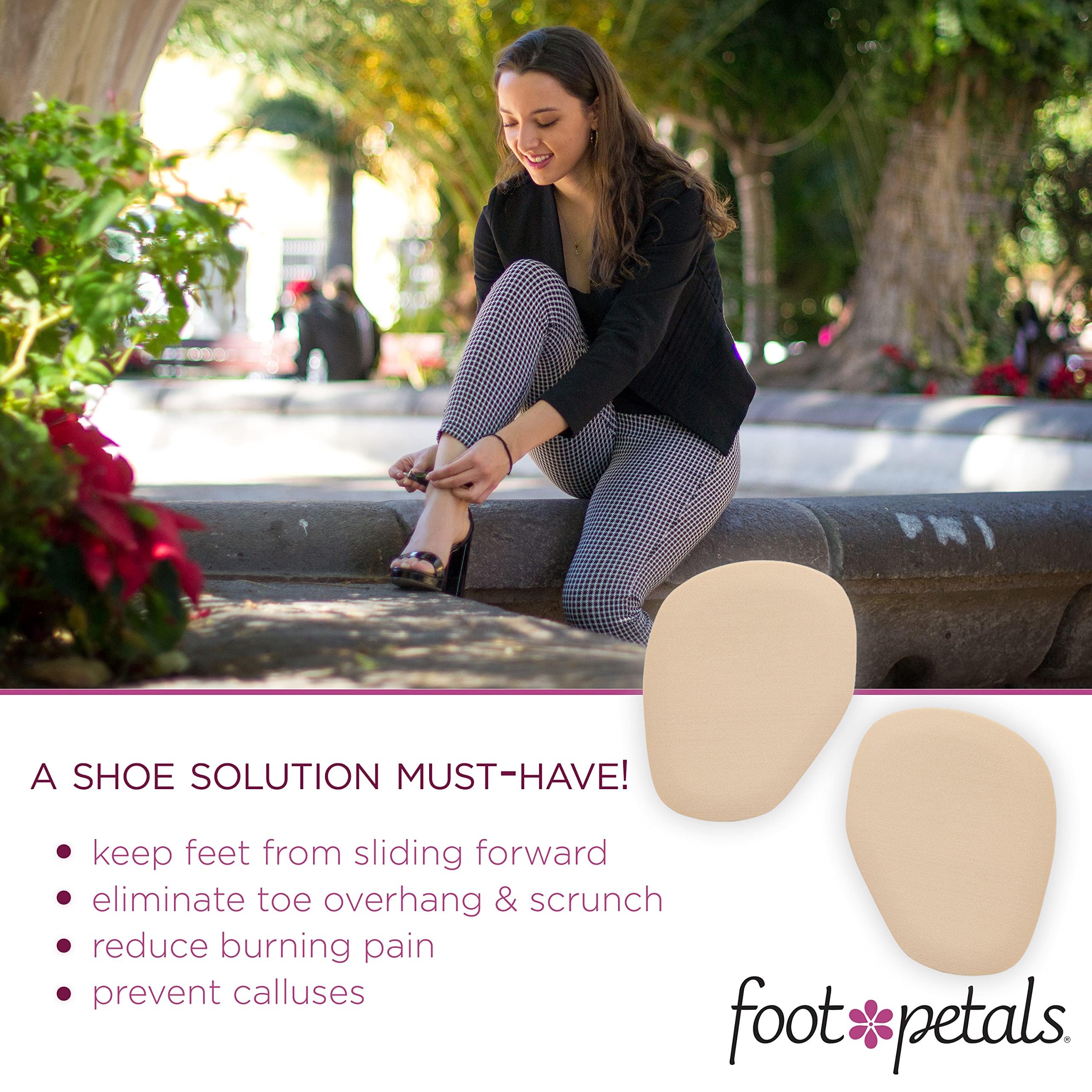 Foot Petals adhesive-backing keeps cushions in place through the day.