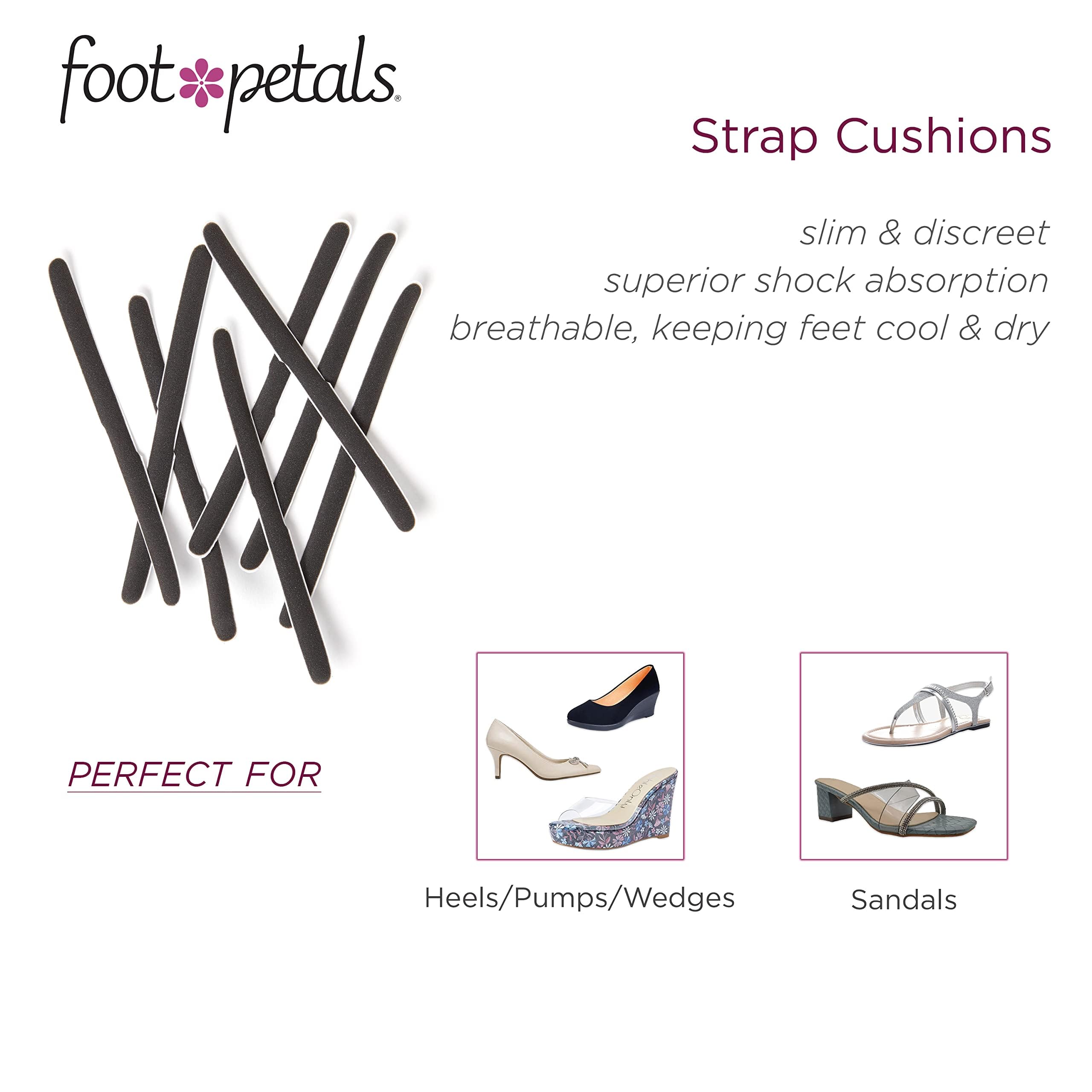Foot Petals adhesivo duradero fija las correas en su lugar.