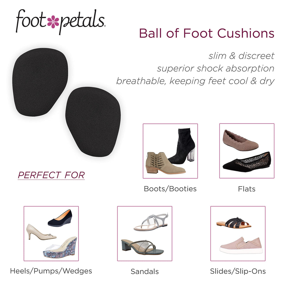 Foot Petals ball-of-foot cushions in black inside a shoe