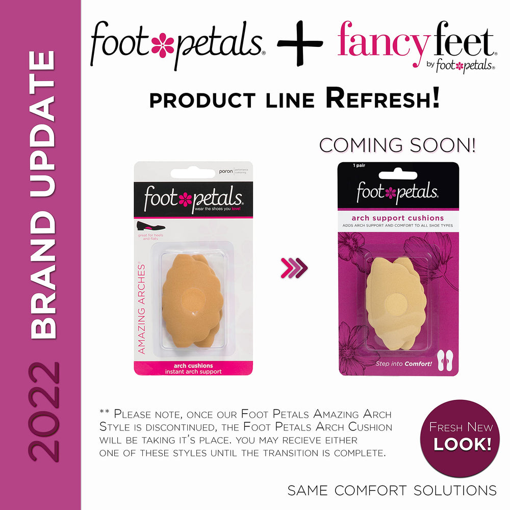 Foot Petals discreet arch cushion fits neatly for a better shoe fit and less rubbing.