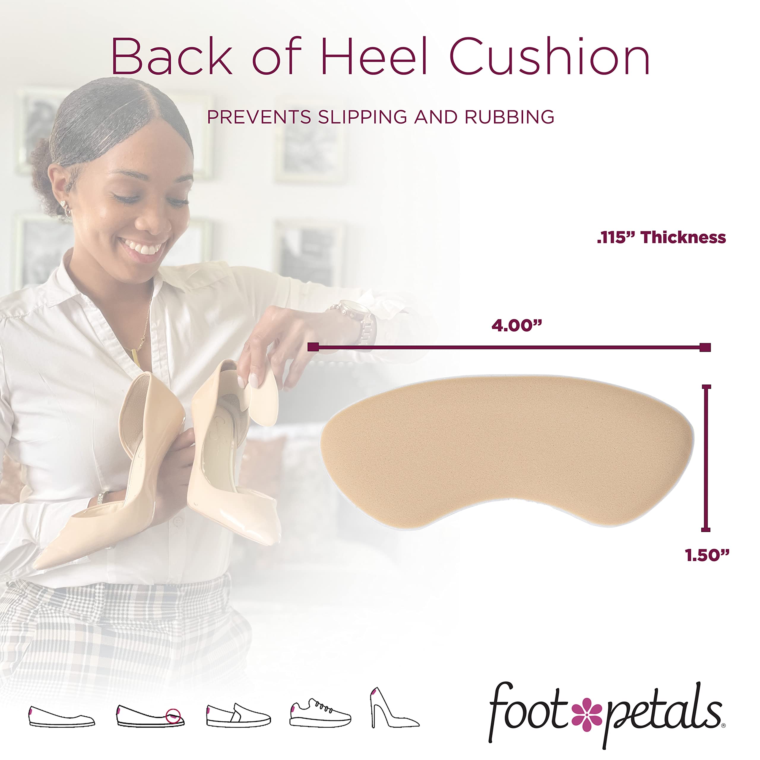 Foot Petals diseño delgado: ajuste discreto y comodidad sin notar la almohadilla.