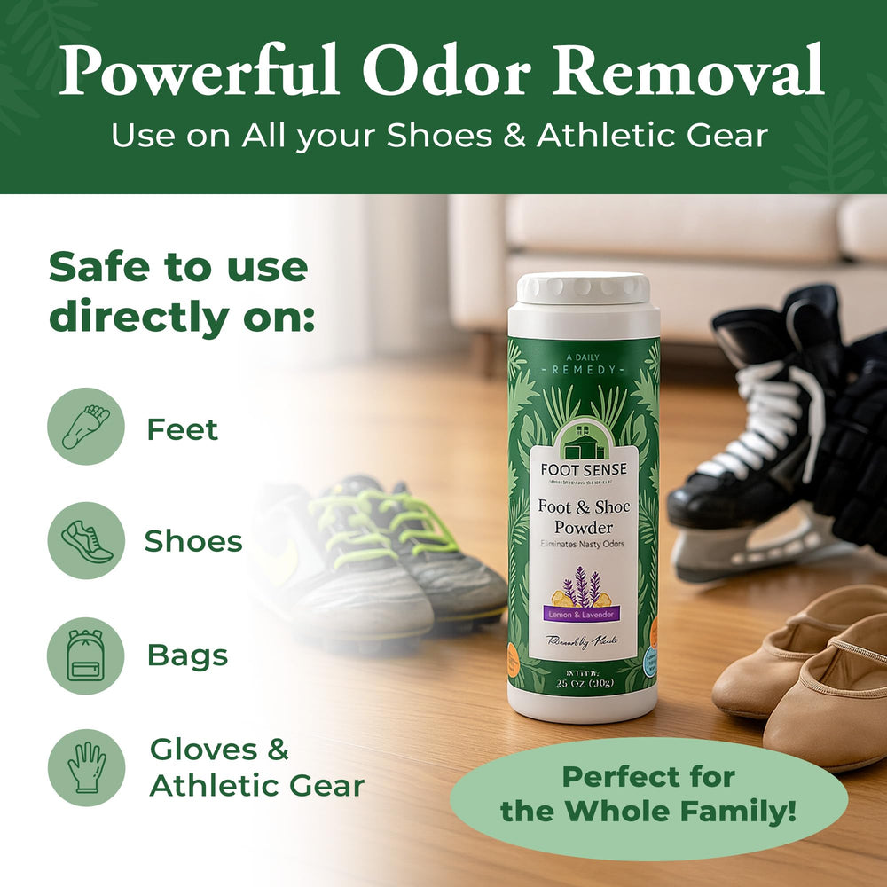 Foot Sense in athletic gear for moisture absorption and odor defense.