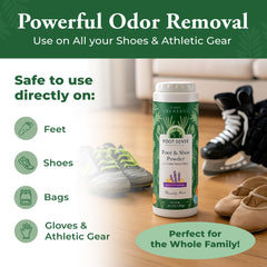 Foot Sense powder inside sneakers reduces moisture during workouts.