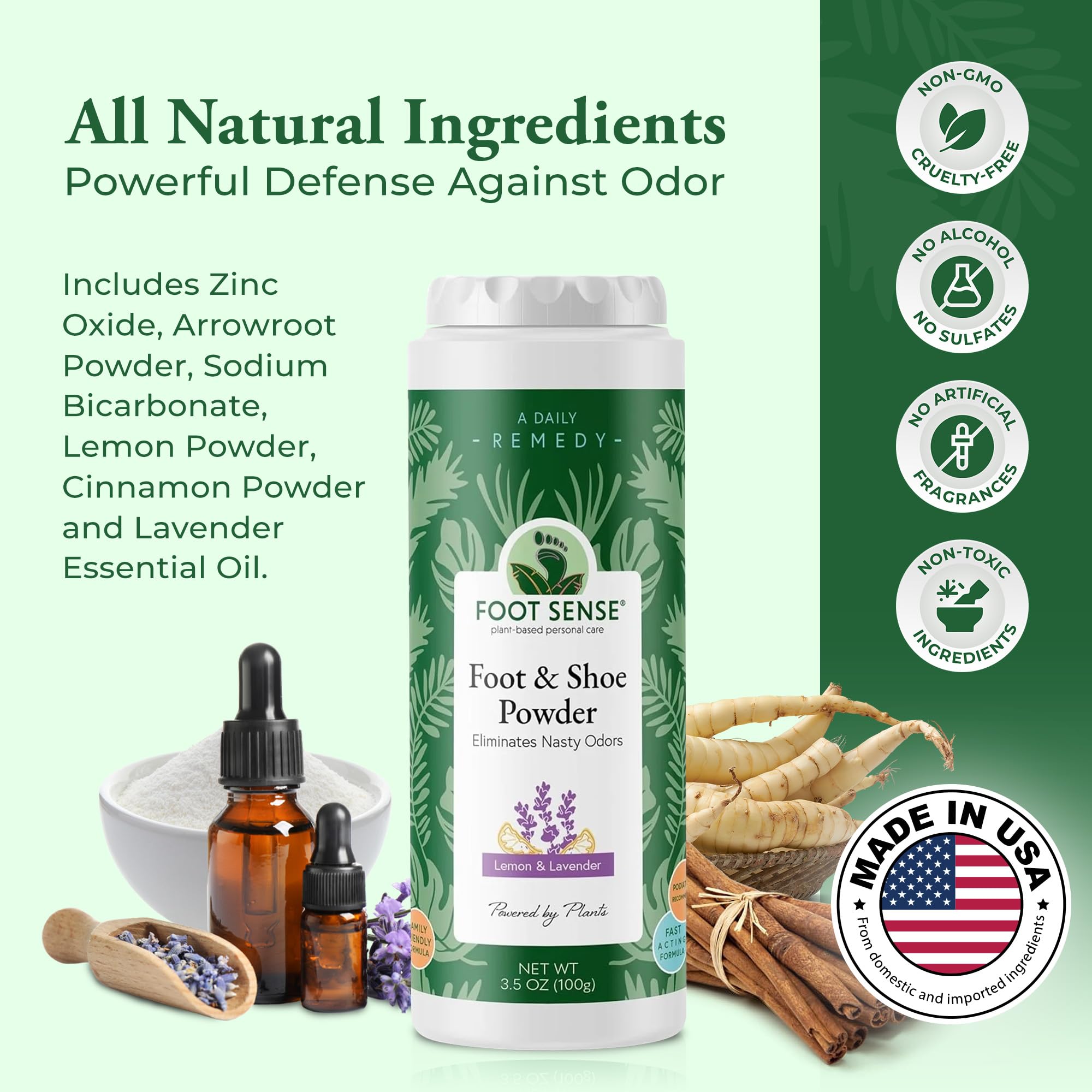 Foot Sense powder used in sneakers to neutralize gym odor.