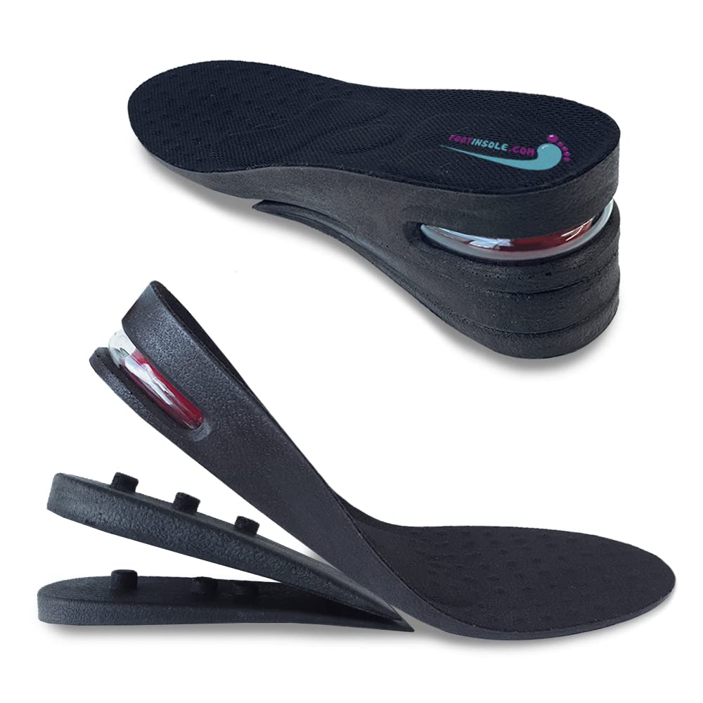 FootInsole height-air-cushion-3layers-2-5inch boosts height discreetly for formal or casual wear.