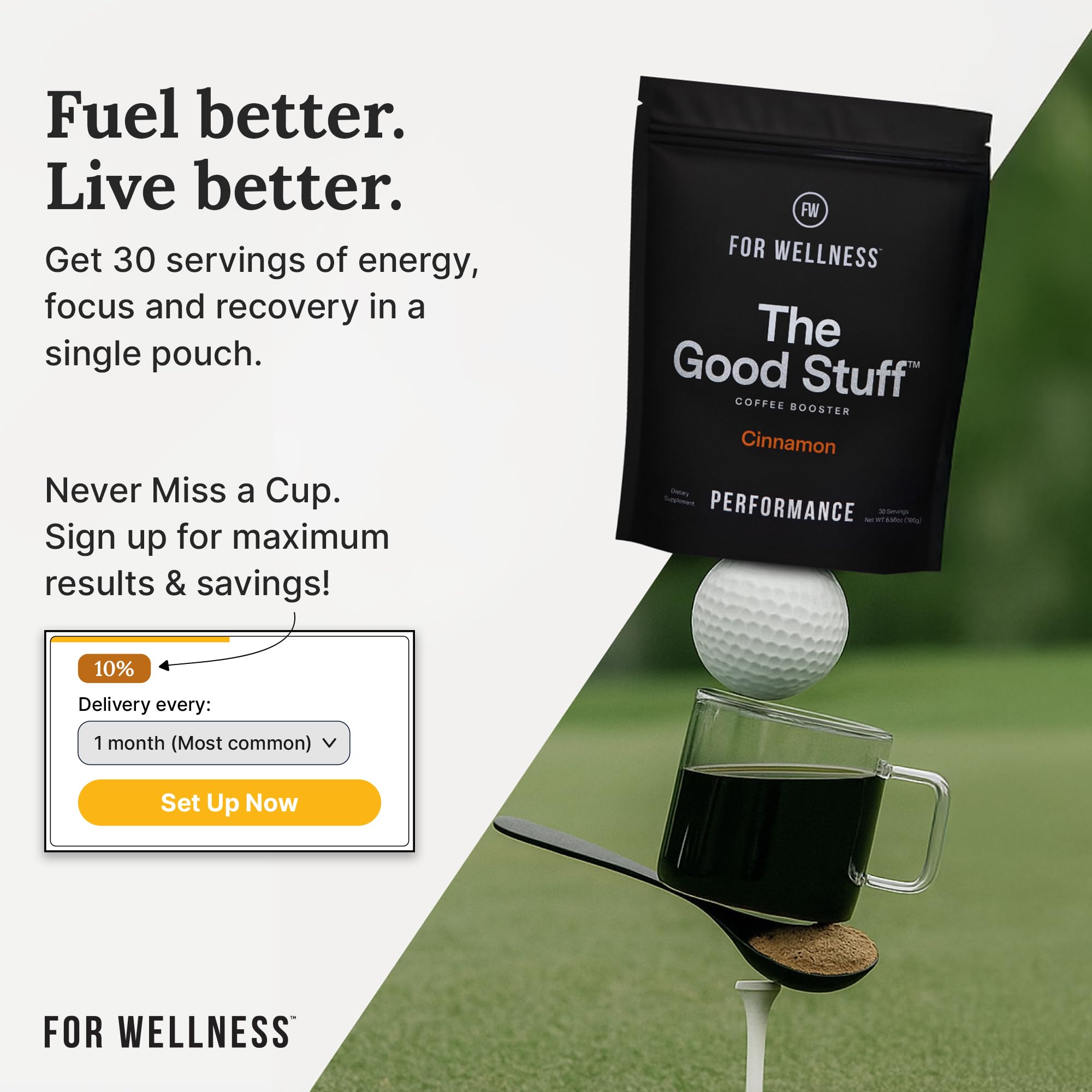 For Wellness Morning coffee ritual image emphasizes smooth energy without jitters.