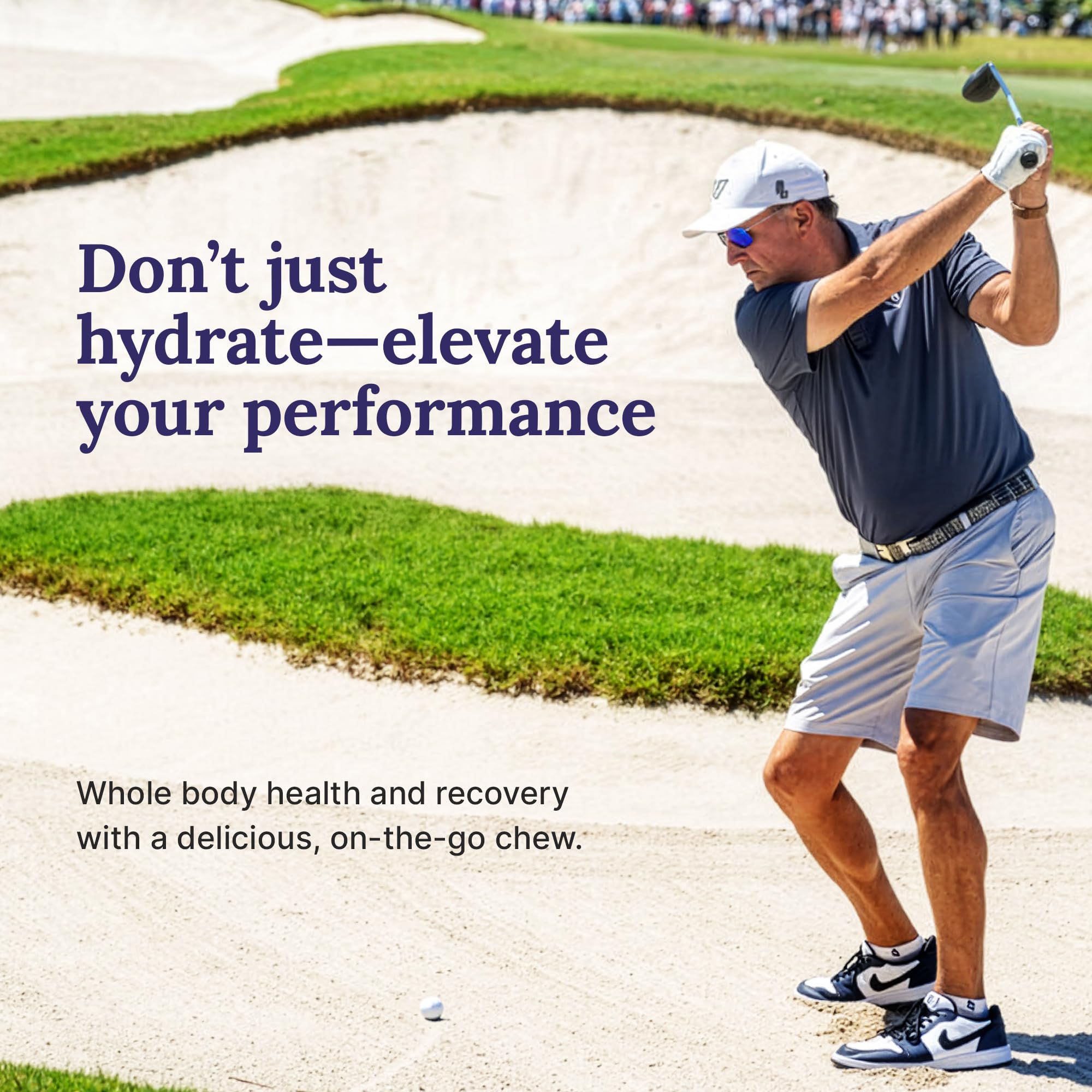 For Wellness Recovery Gummies Hydrate athlete in action emphasizing convenient hydration.