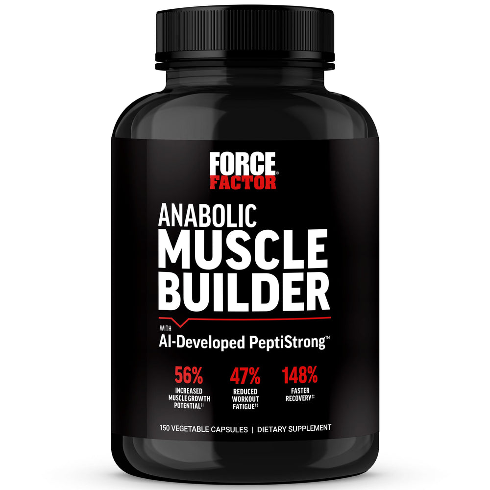 Force Factor Anabolic bottle close-up showing capsules for muscle support