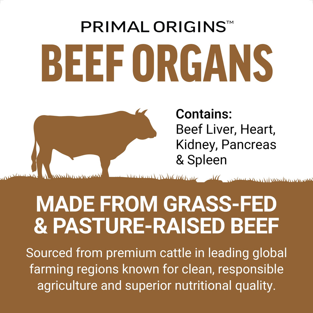 Force Factor Primal Origins organ panel on label illustrating diverse organ nutrients.