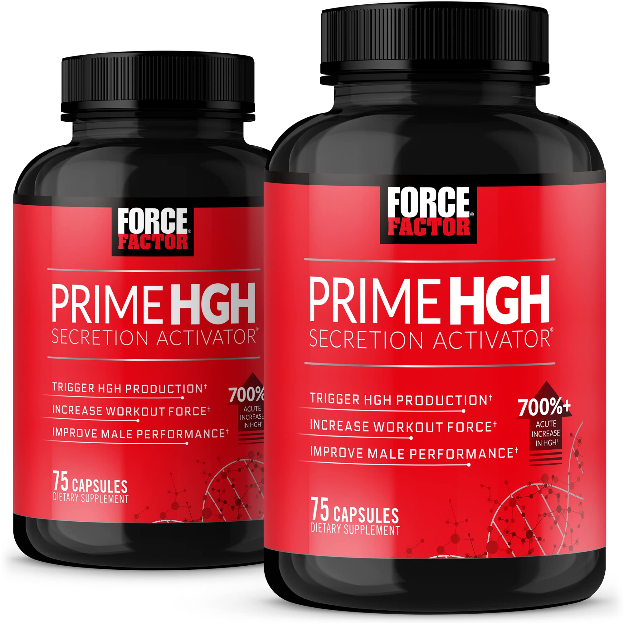 Force Factor Prime HGH bottle and capsules ready for strength training support