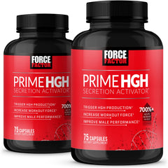 Force Factor Prime HGH bottle and capsules ready for strength training support