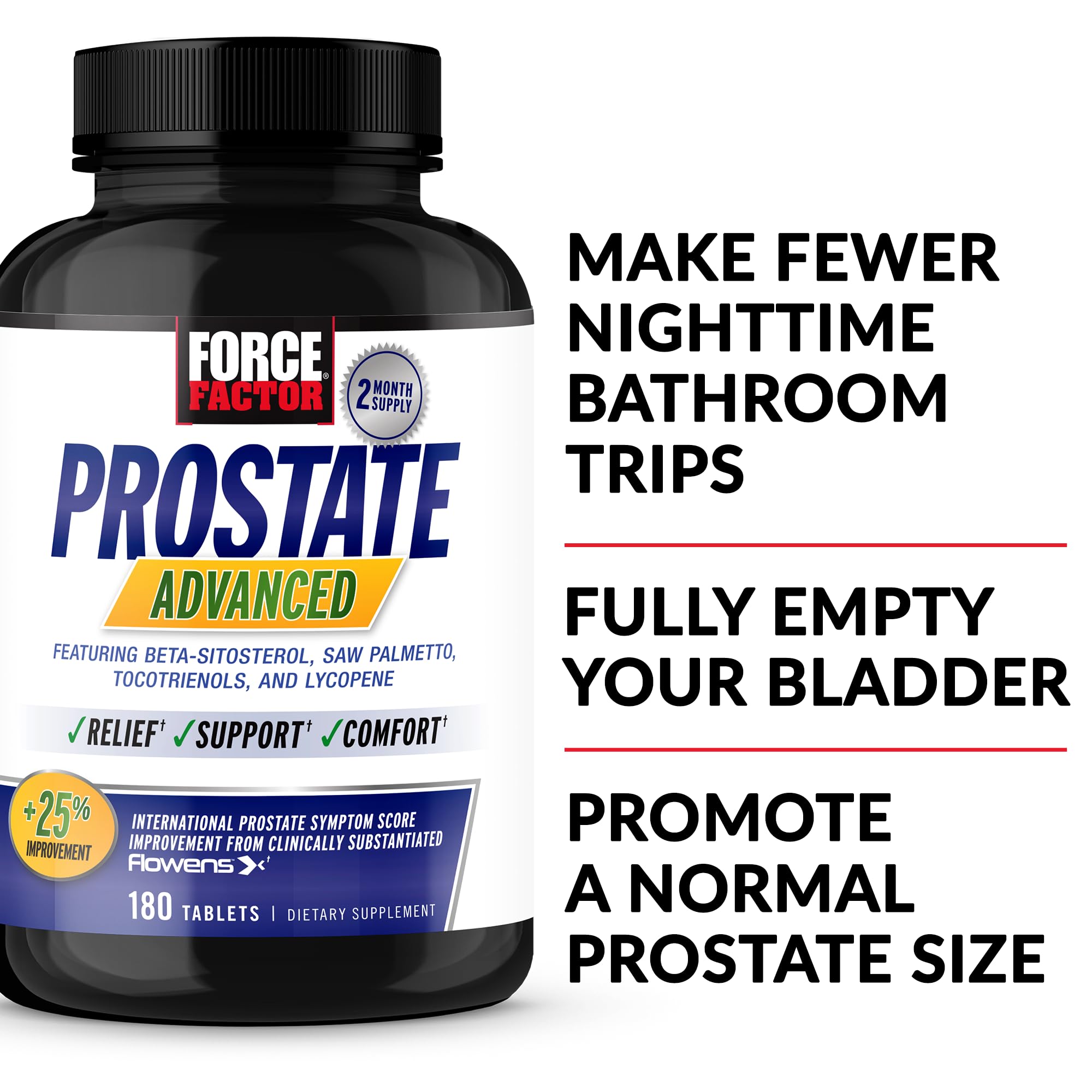 Force Factor Prostate Advanced bottle back label detailing ingredients