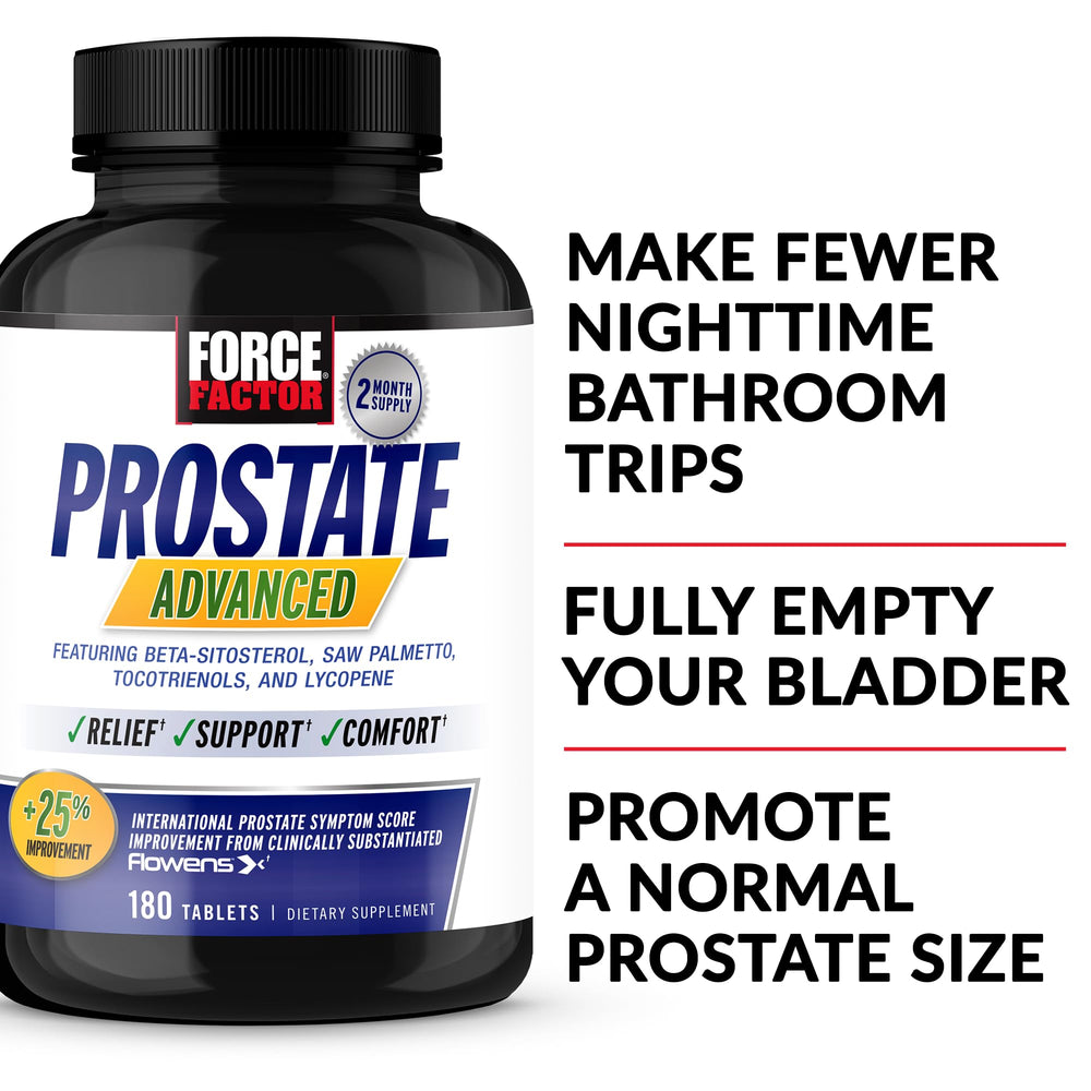 Force Factor Prostate Advanced bottle back label detailing ingredients