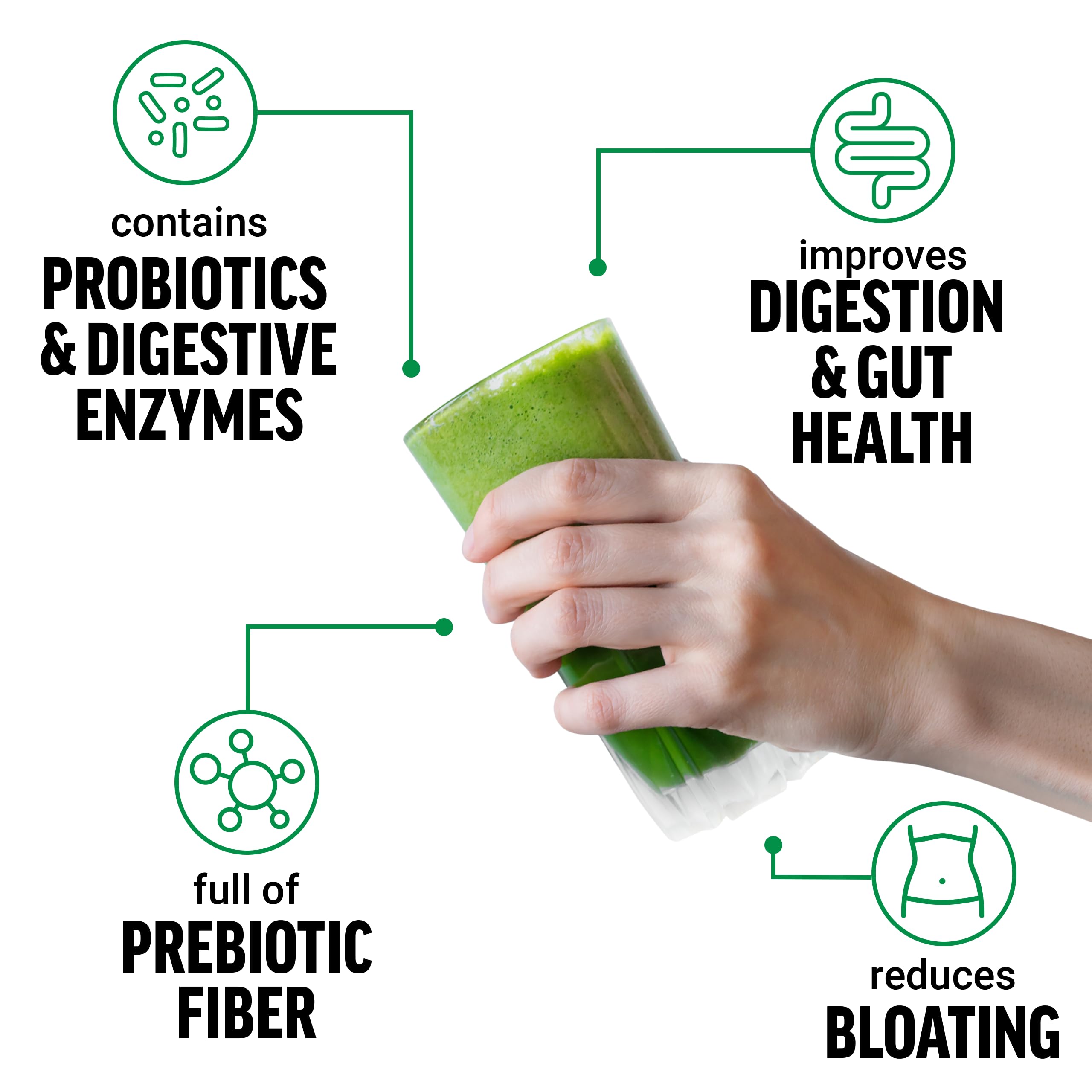 Smarter Greens powder scoop highlights easy portion control for daily nutrition