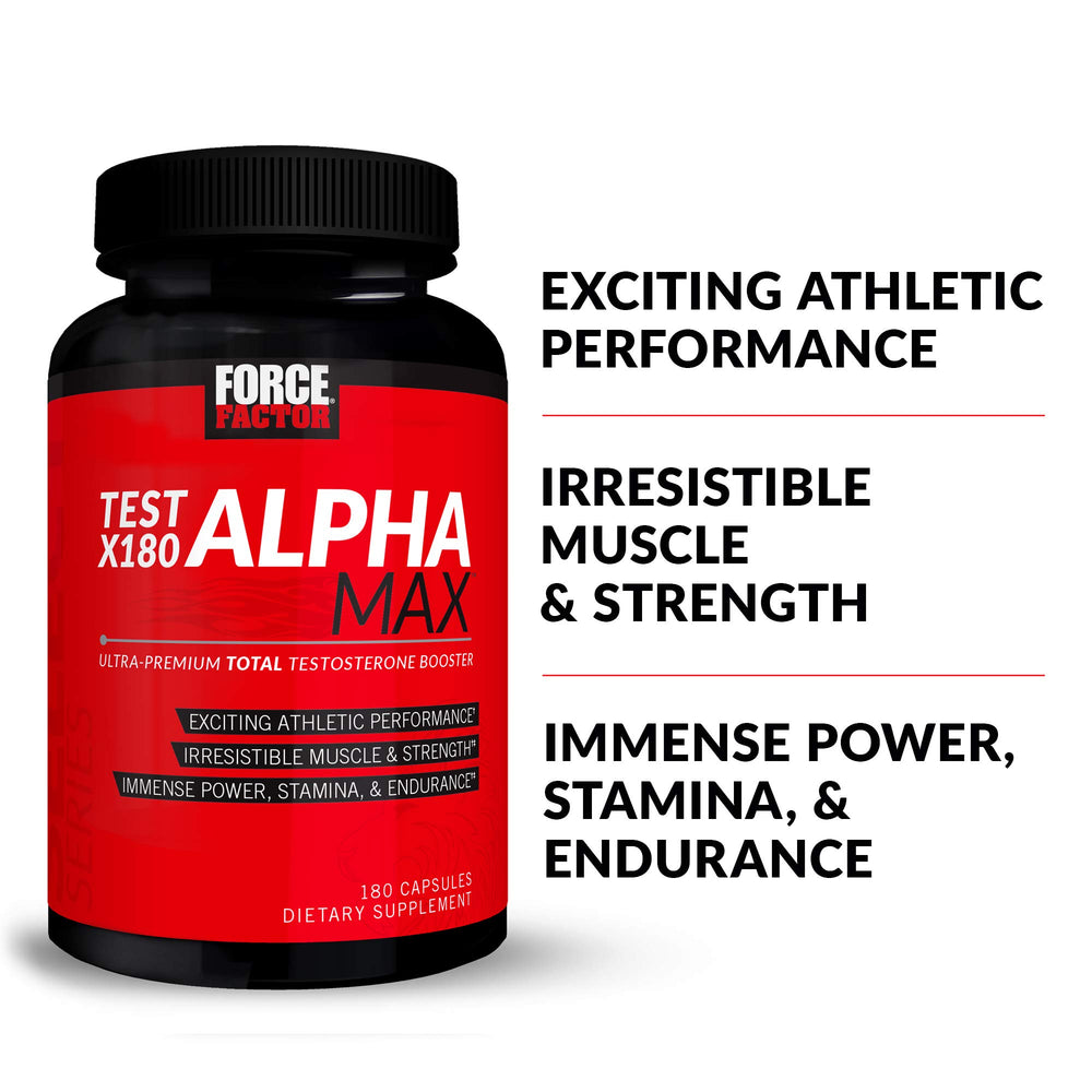 Force Factor Test X180 Alpha Max label with ingredients and dosage details