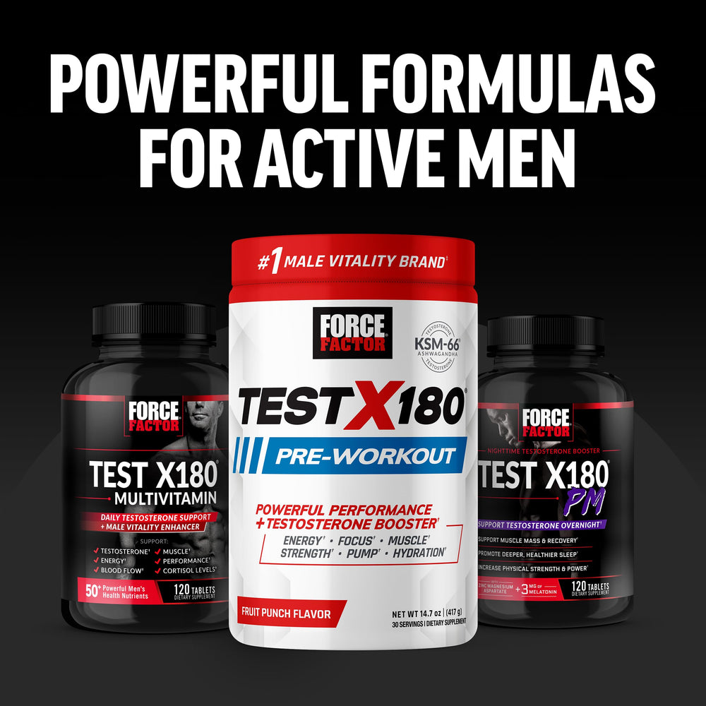 Lean muscle development shown with Force Factor Test X180 Ignite in strength context