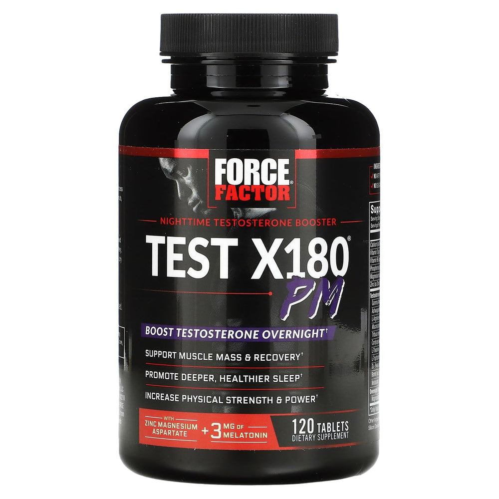 Force Factor Test X180 PM capsules arranged for a simple nightly routine