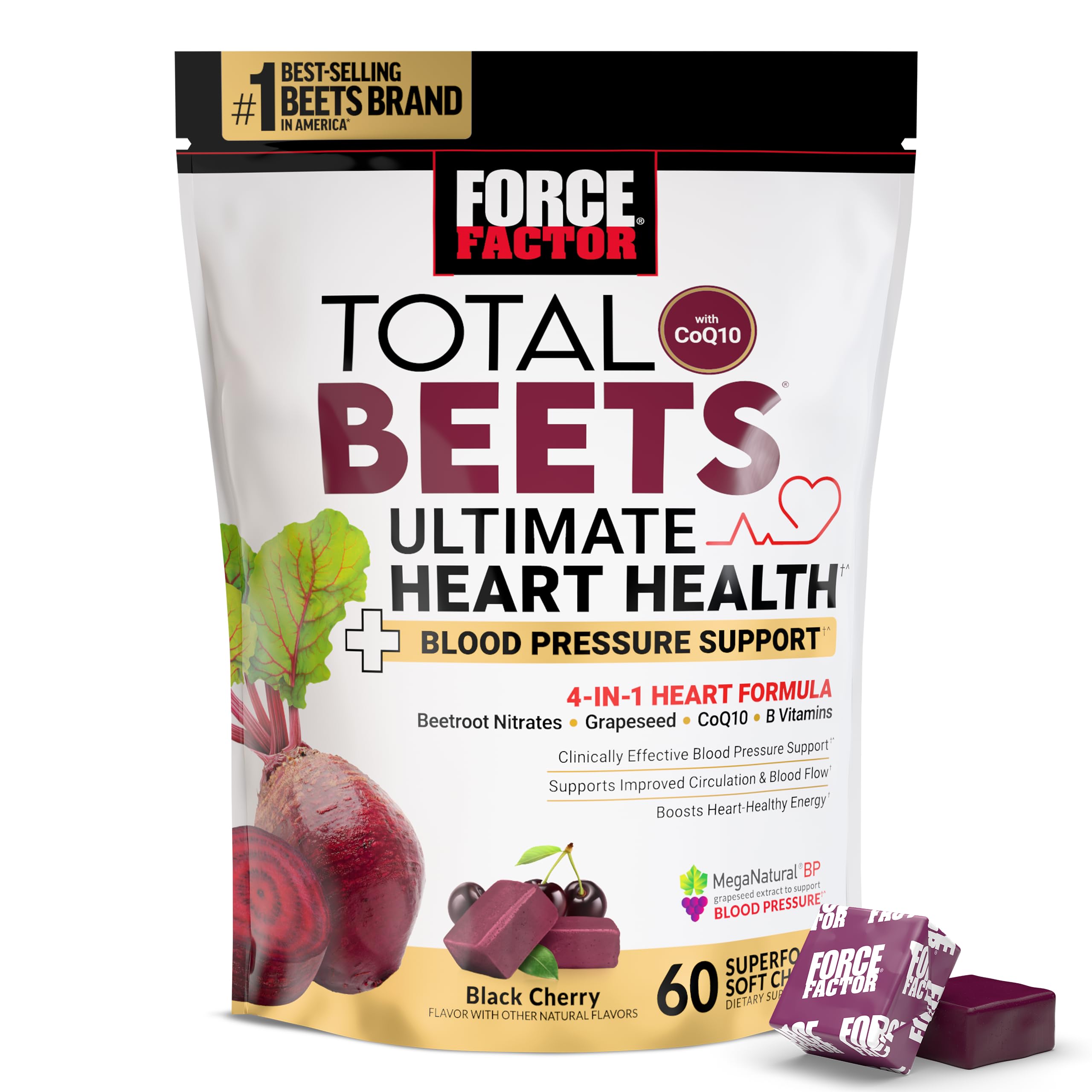 Force Factor Total Beets heart health bottle for daily cardiovascular support.