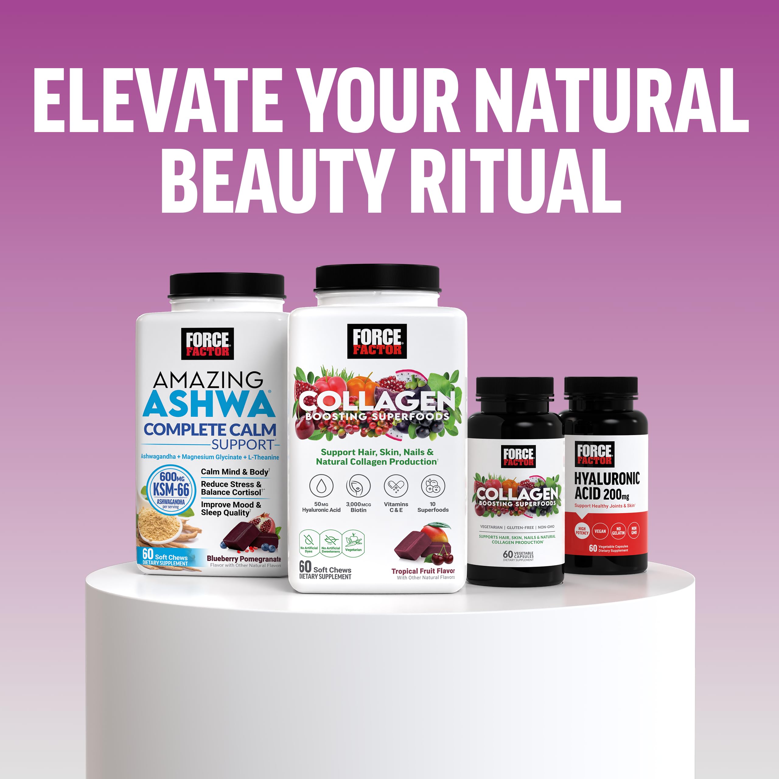 Force Factor Vitamins A B C D E icons representing essential nutrients