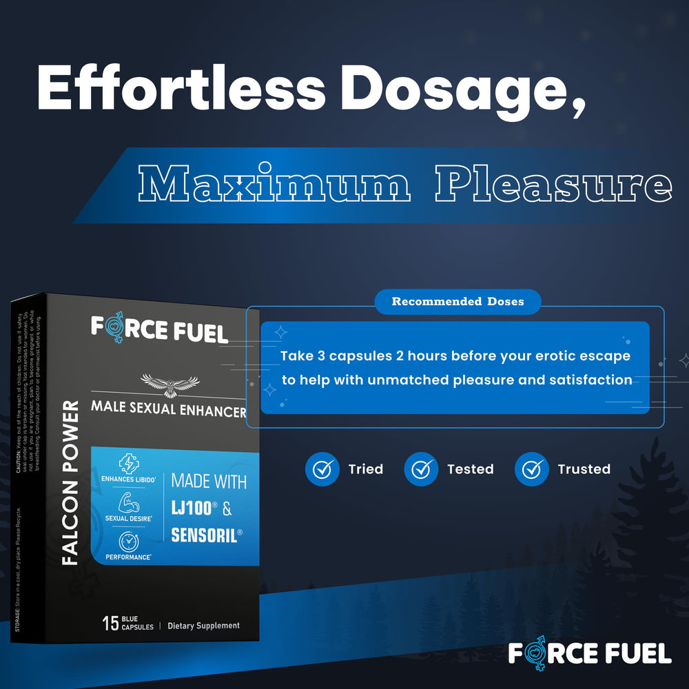 FORCE FUEL Falcon Power packaging close-up showing dosage guidance.