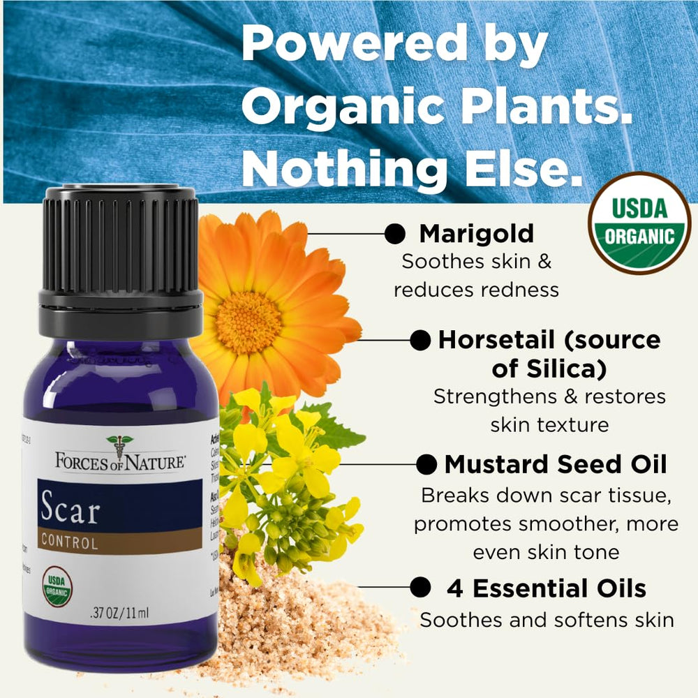 Calendula Officinalis and Thiosinaminum ingredients on Scar Control label
