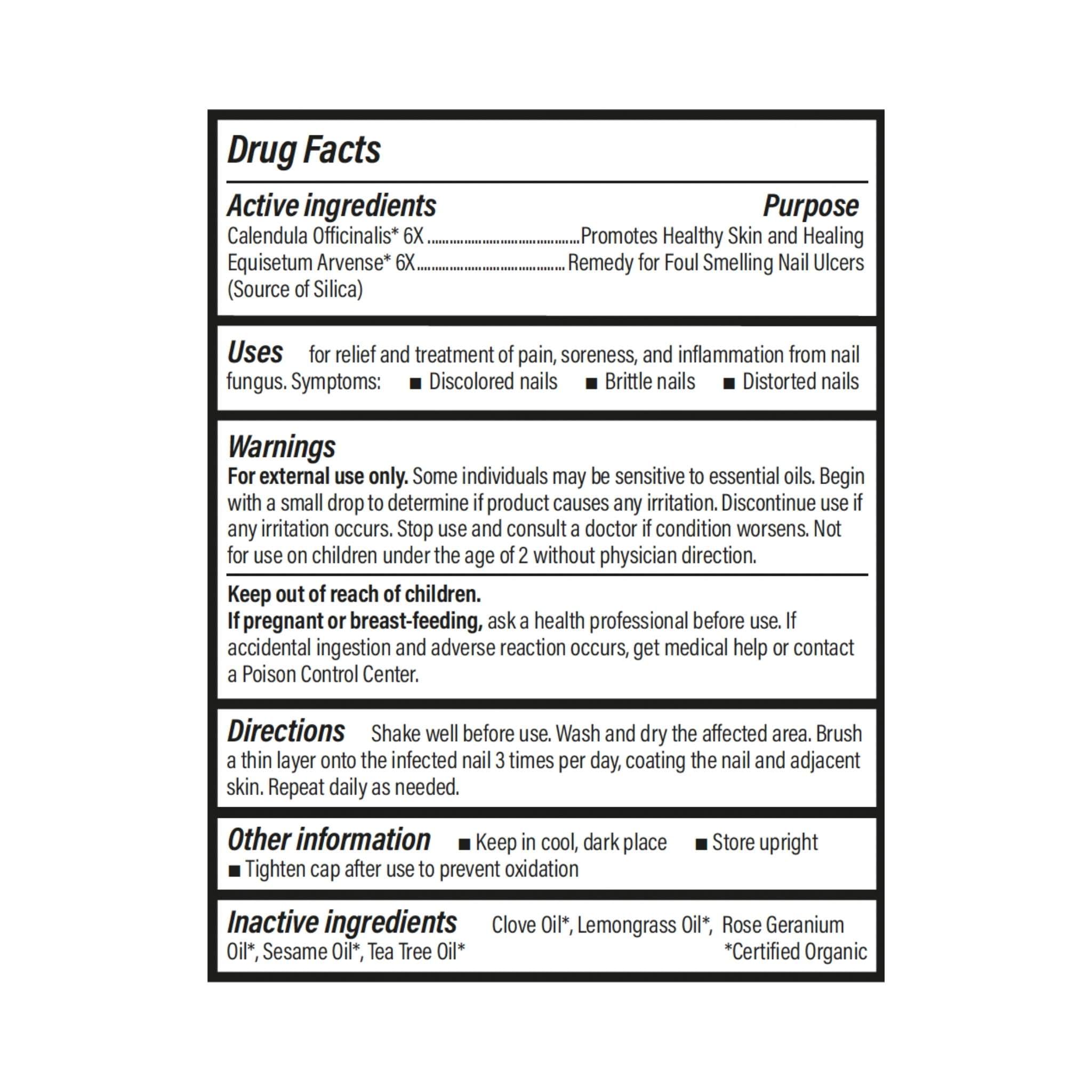 Forces of Nature Toenail Fungus Treatment label close-up; highlights extra strength formula