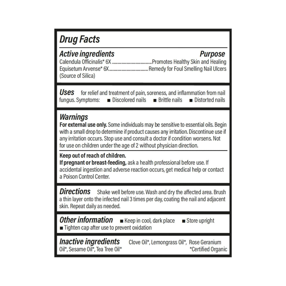 Forces of Nature Toenail Fungus Treatment label close-up; highlights extra strength formula