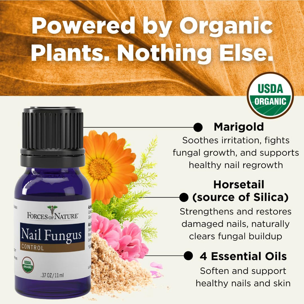 Forces of Nature Toenail Fungus Treatment bottle with glass dropper and label