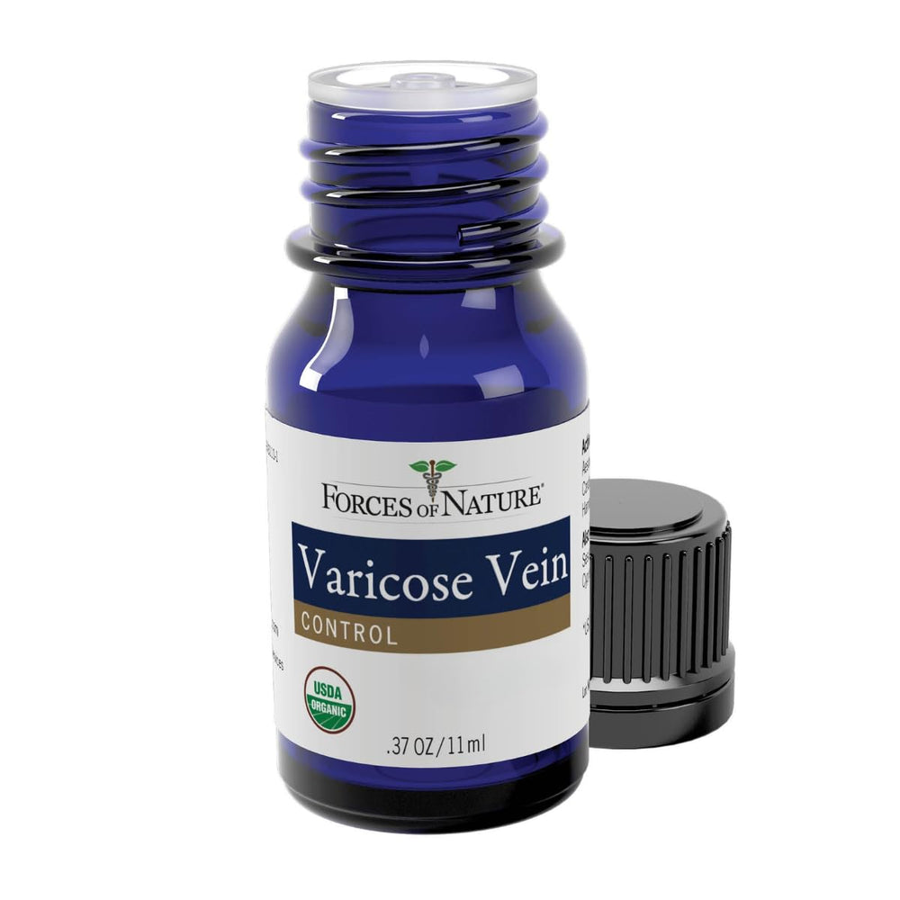 Forces of Nature varicose veins treatment packaging highlights vegan, organic formula