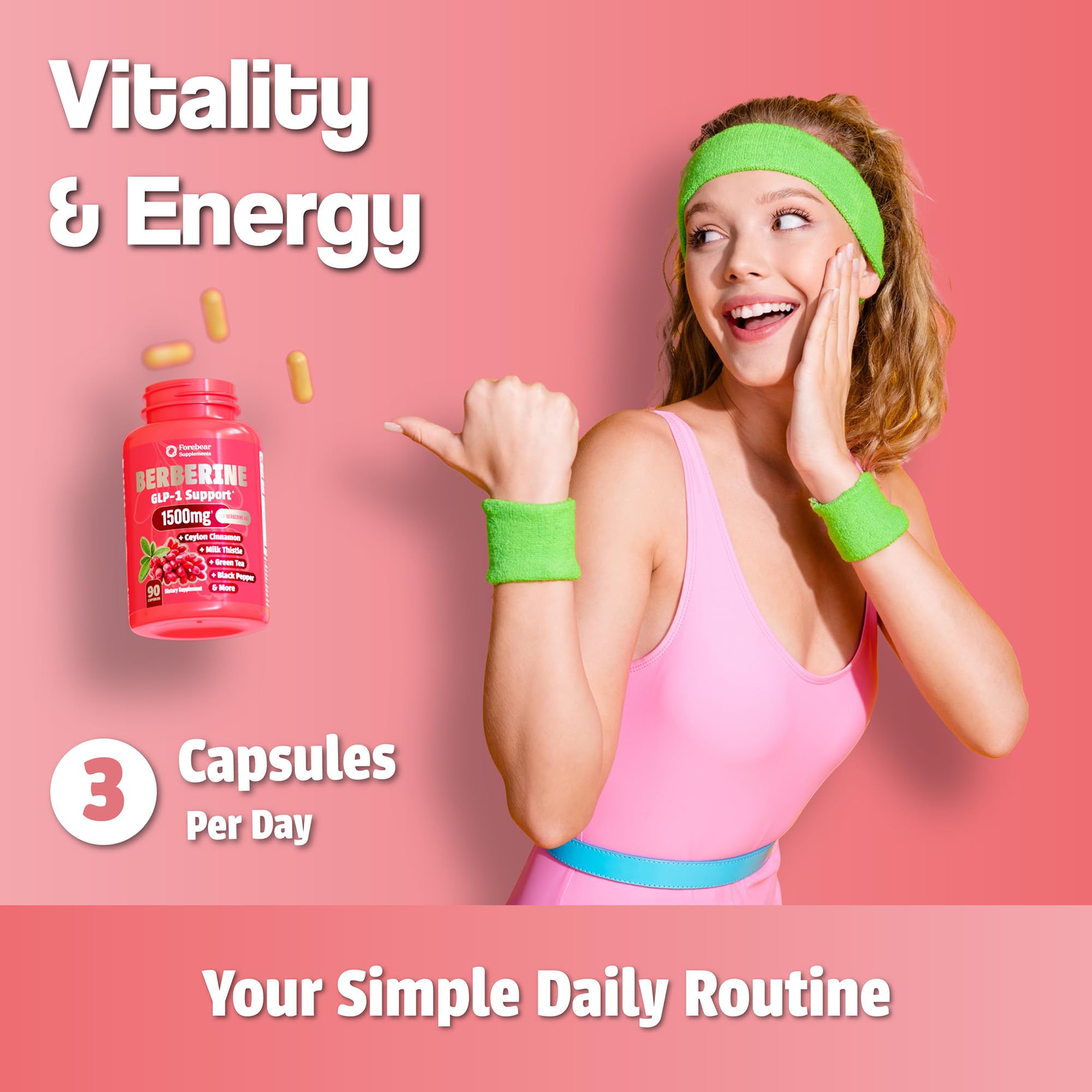 Forebear Berberine 1500mg daily-dose spoon highlights simple routine