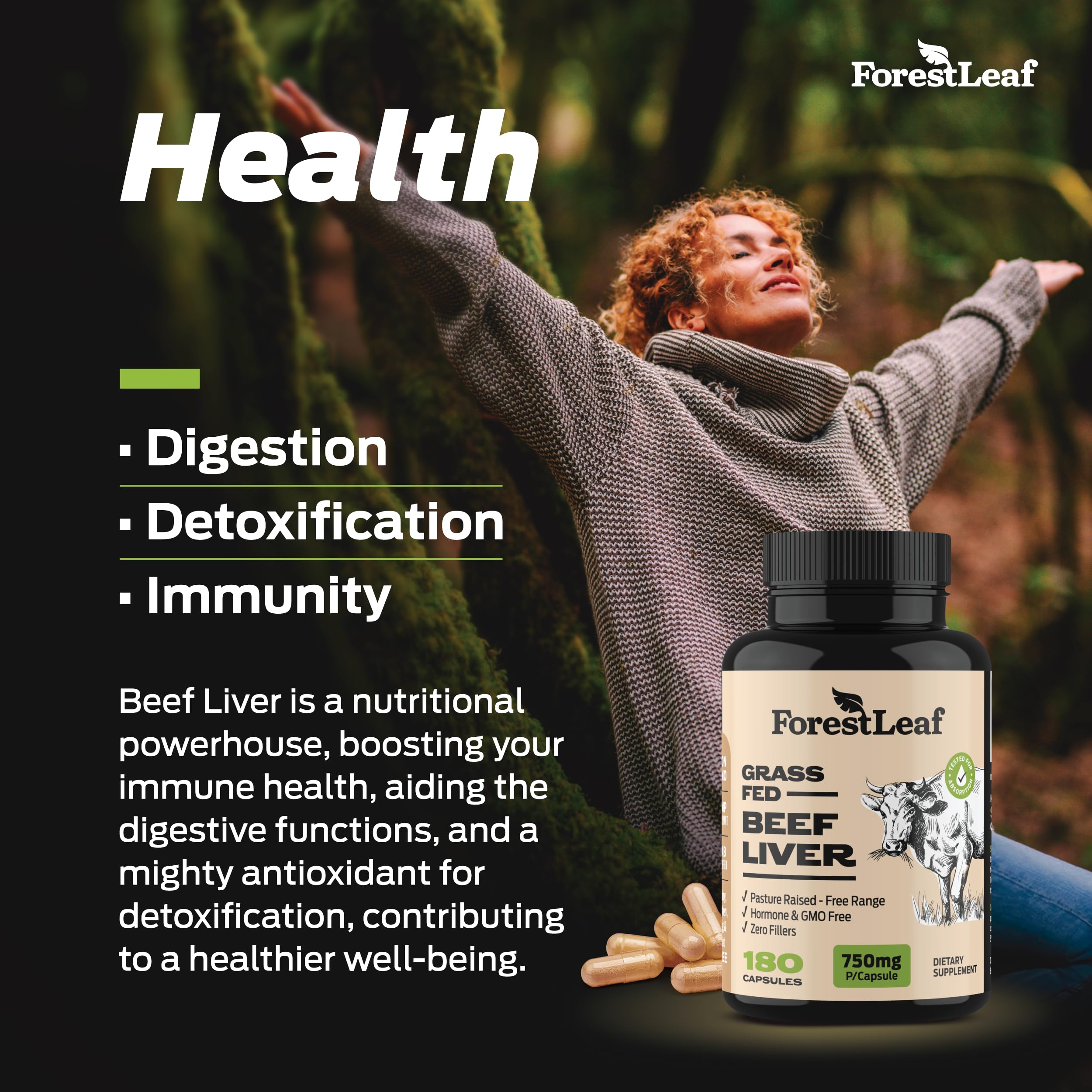 ForestLeaf lab-tested, hormone-free, non-GMO product label