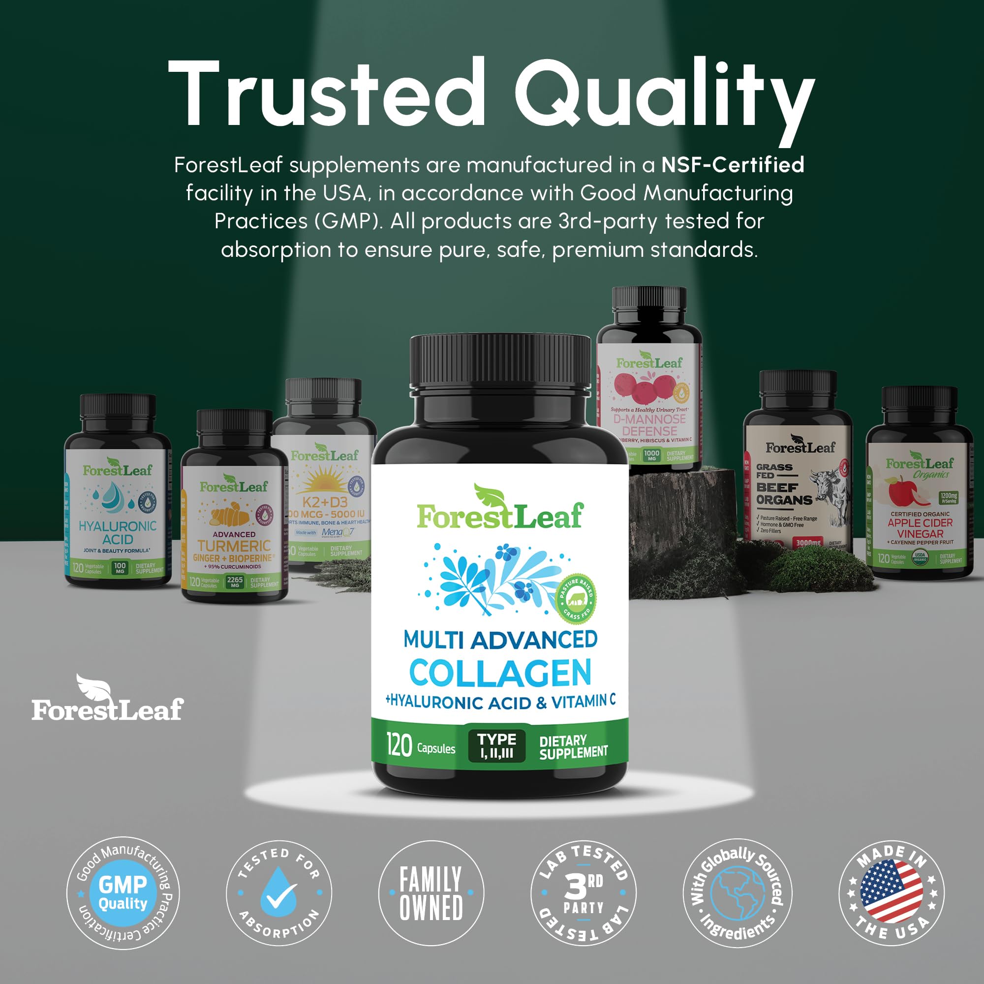 ForestLeaf bottle on bathroom counter for easy everyday use.