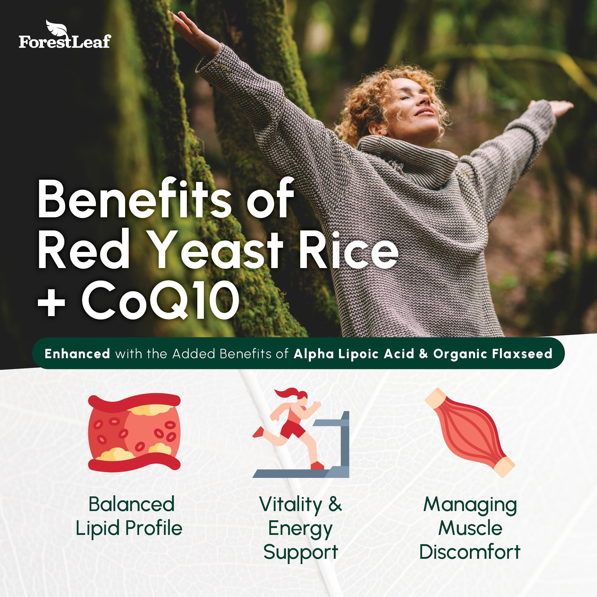 ForestLeaf CoQ10 ingredient highlighting energy production support