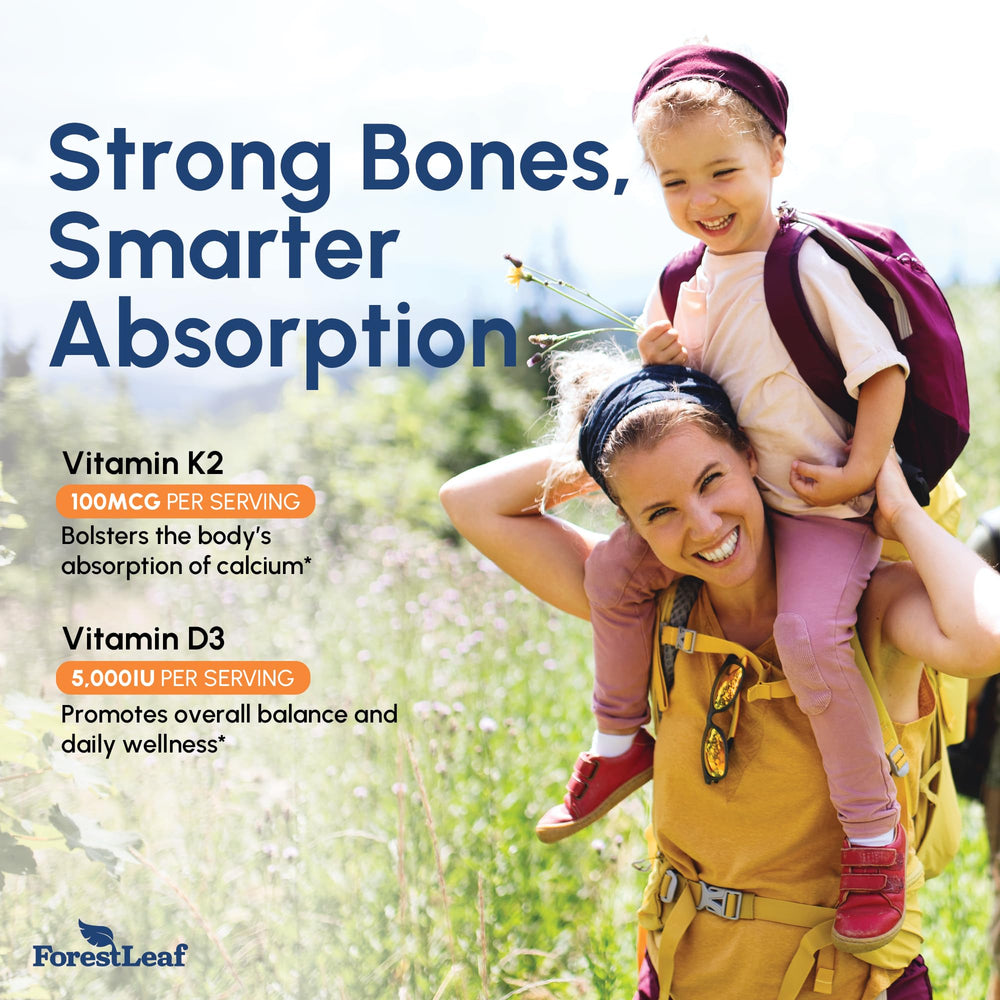 ForestLeaf D3 + K2 ingredient sources illustrate high-absorption calcium synergy.