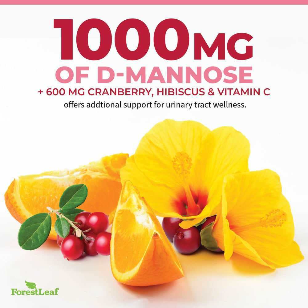 ForestLeaf D-Mannose packaging notes USA-made and non-GMO quality.