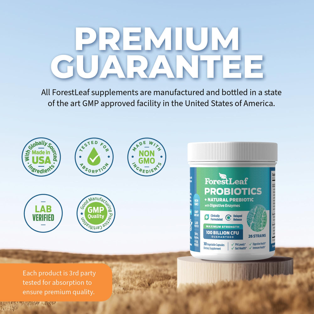 ForestLeaf GMP-certified lab-tested probiotic ensuring purity and potency.