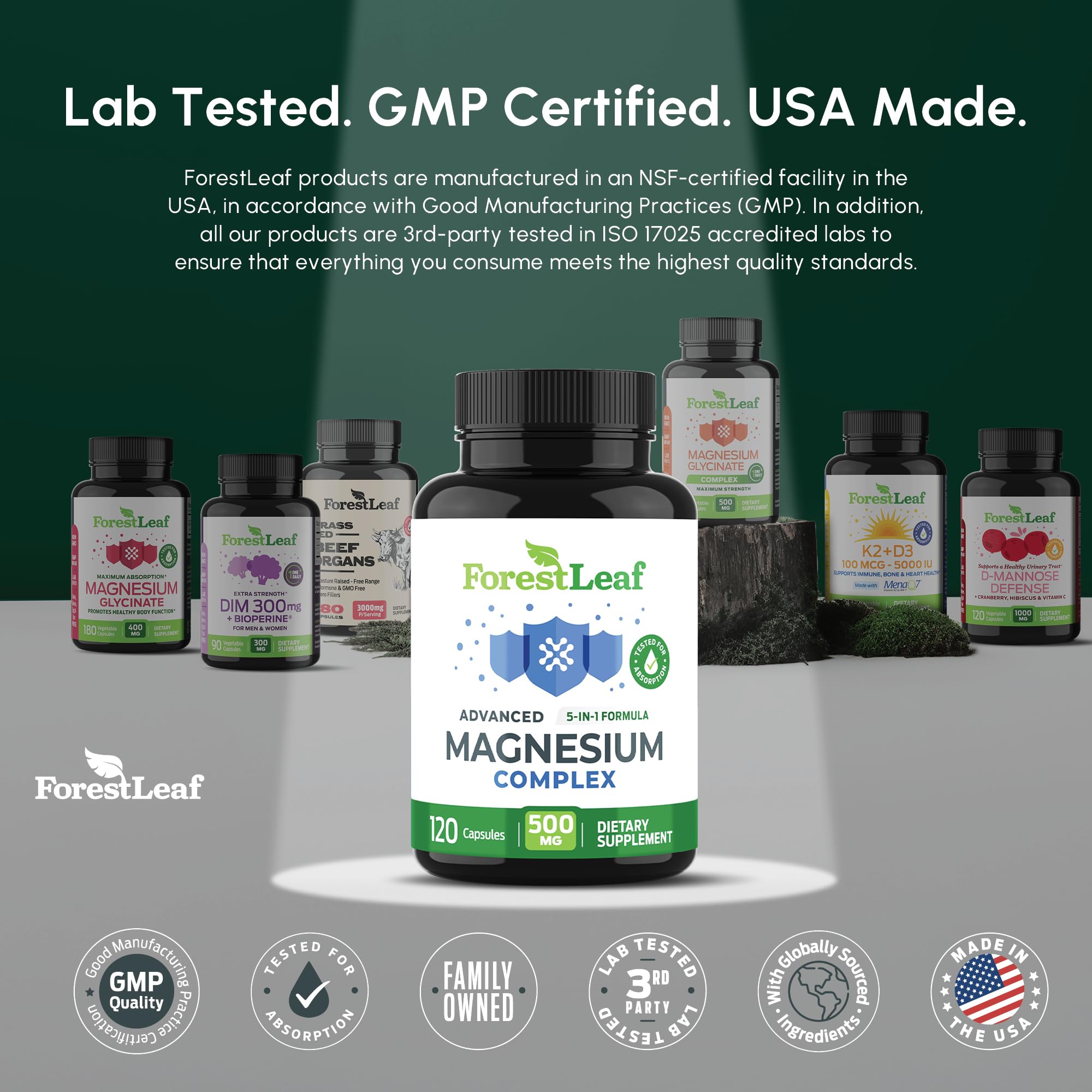 ForestLeaf Magnesium Complex is gluten-free and non-GMO for clean labels.