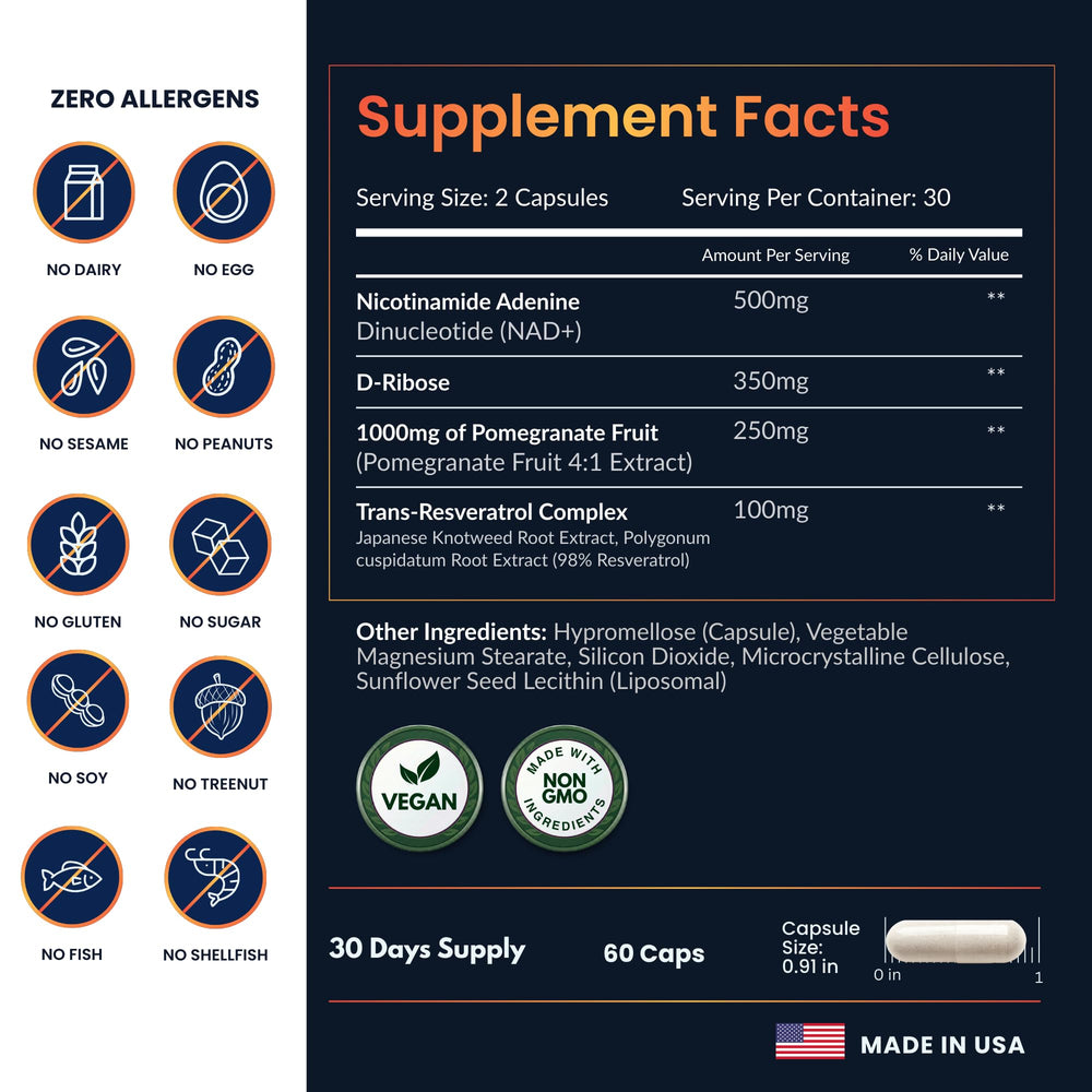 Close-up of ForestLeaf NAD+ Resveratrol capsules for easy ingestion.
