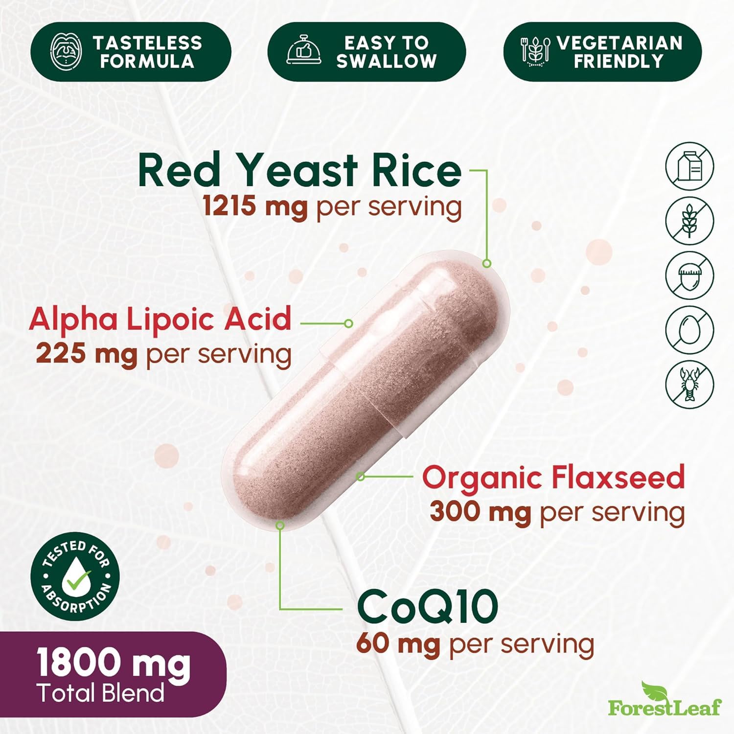 ForestLeaf Organic Flaxseed bottle emphasizing omega-3 and fiber benefits